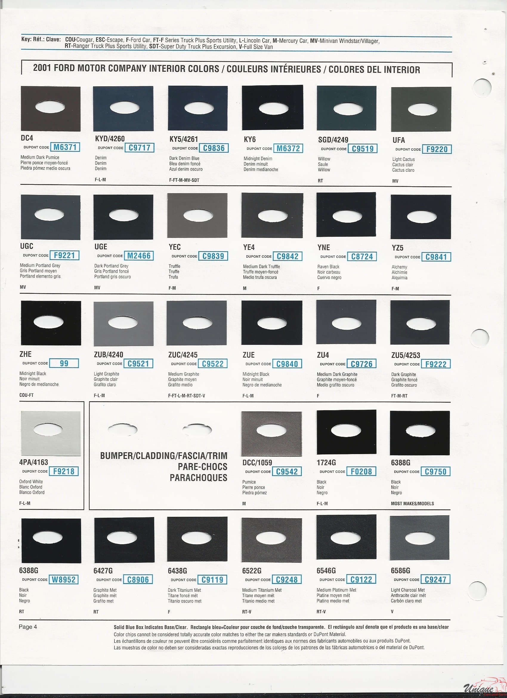 2001A Ford-1 Paint Charts